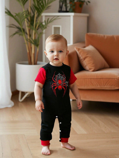 Toddler Boys' Fashionable Casual Cute Minimalist Outdoor Soft Gift Graphic Animal Print Short Sleeve Romper, Summer