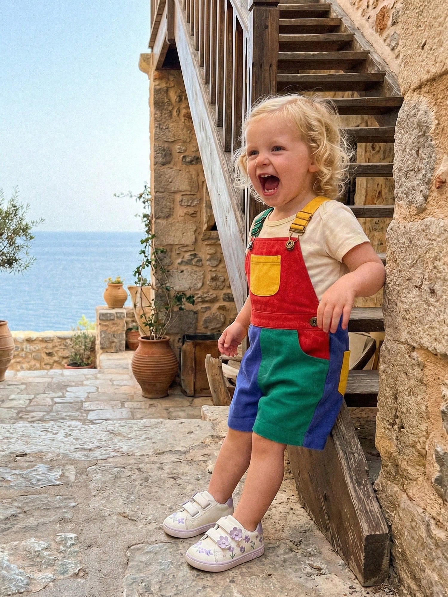 Toddler Boys Girls Contrast Color Overalls With Pockets Sleeveless Dungaree Overall Adjustable Wide Shoulder Straps Suspender Shorts