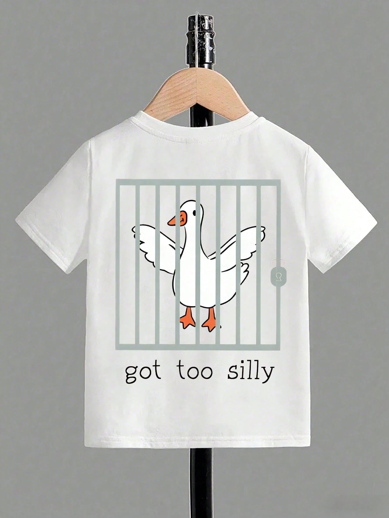 Toddler White Short Sleeve T-Shirt Got Too Silly Double Side Cartoon Police Goose Jail Funny Cute Casual Kids Soft Baby Tee