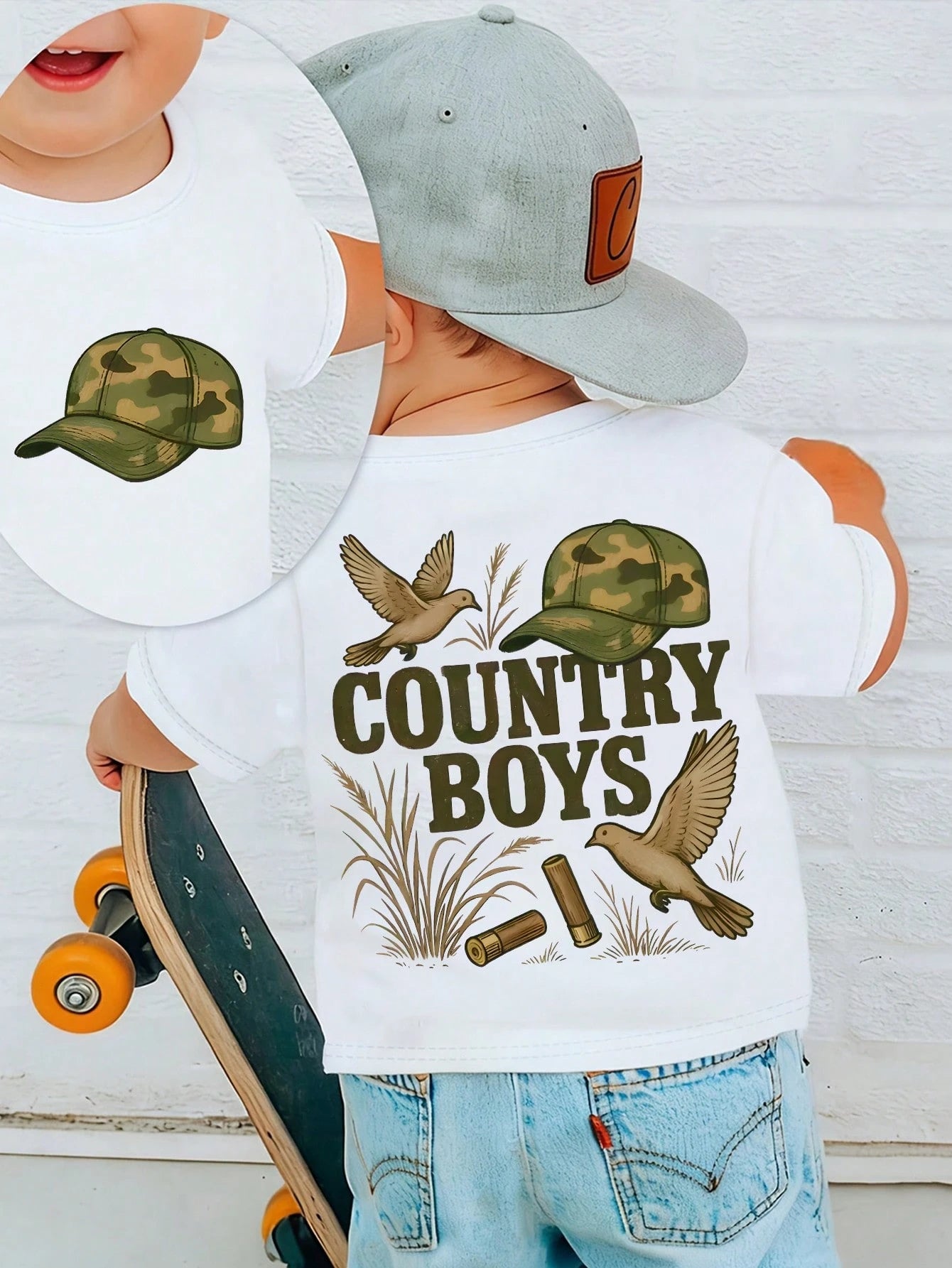 Toddler White Short Sleeve T-Shirt Got Too Silly Double Side Cartoon Police Goose Jail Funny Cute Casual Kids Soft Baby Tee