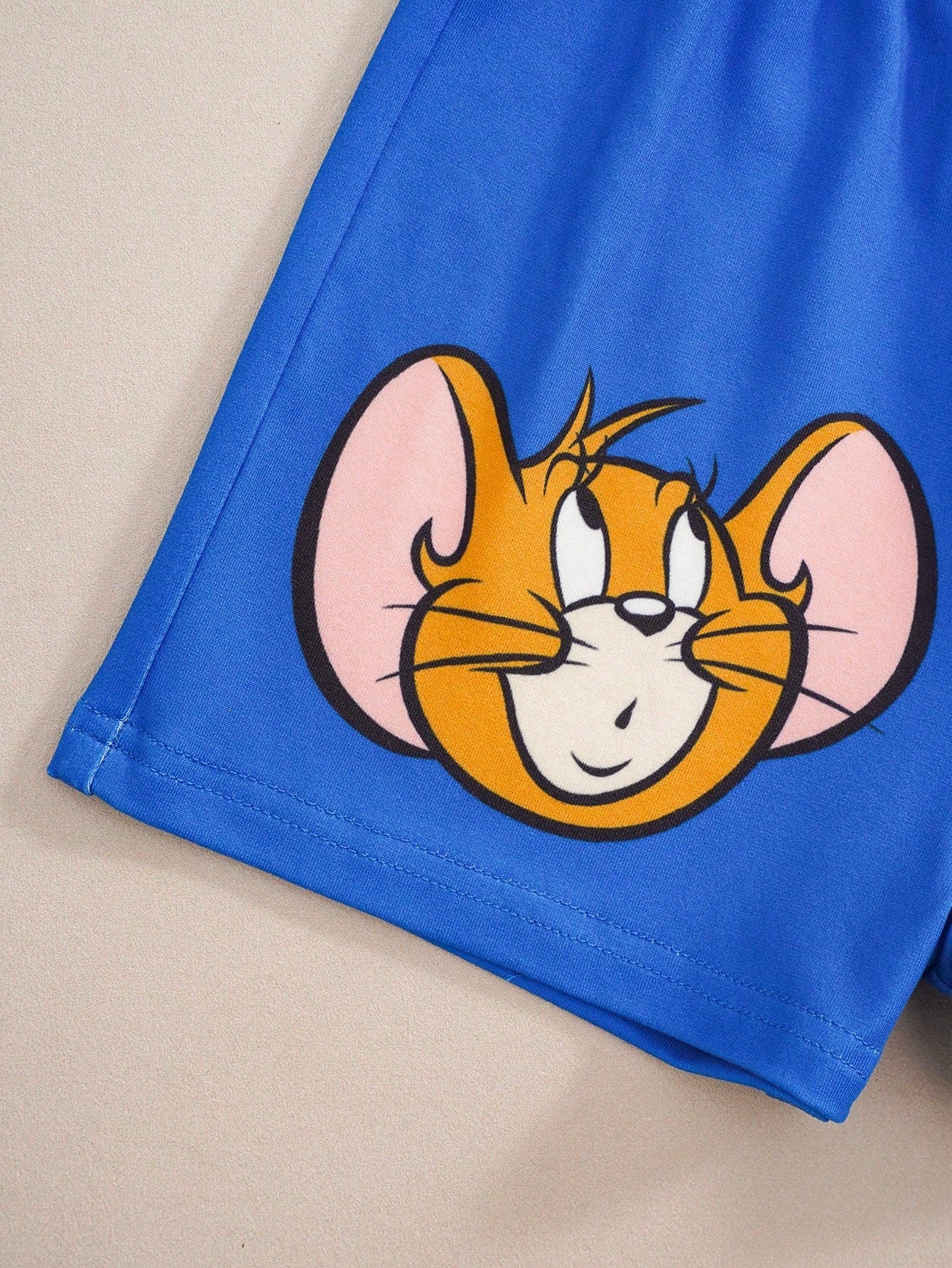 TOM & JERRY X Baby Boy Cartoon Print Round Neck Short Sleeve T-Shirt And Casual Shorts Set