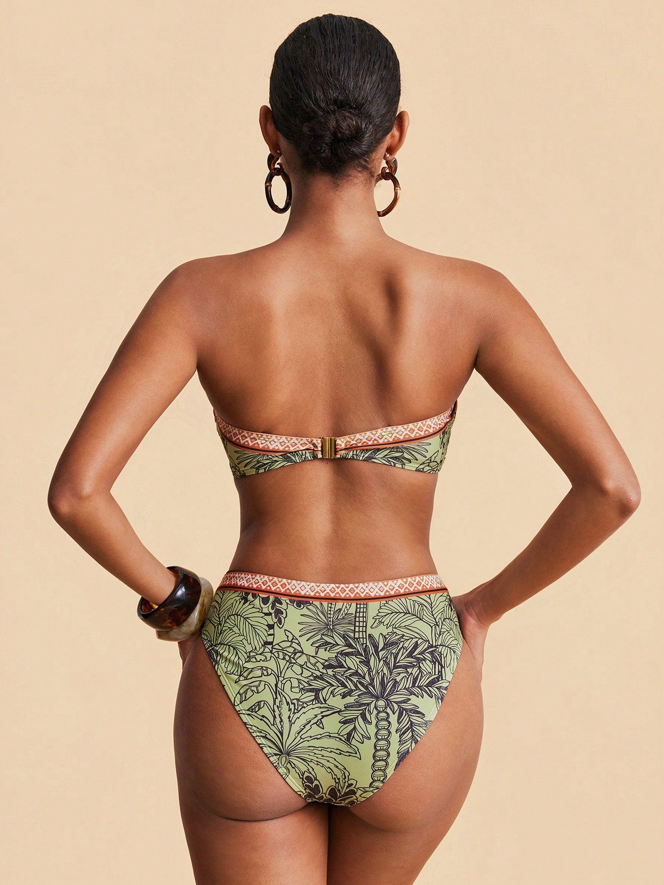 Travachic Women Floral Print Bandeau Bikini Set,Summer Outfits For Women,Swimsuits For Woman,Bathing Suits For Women Beach Vacation