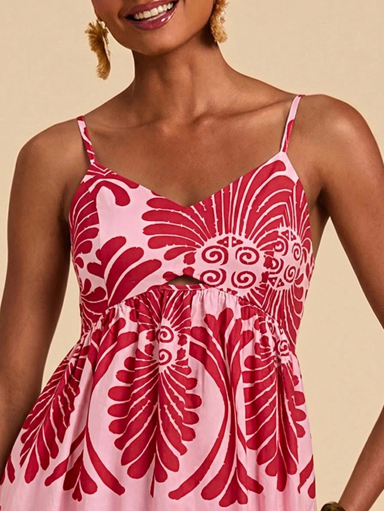 Travachic Women's All-Over Print Summer Backless Spaghetti Strap Mini Dress