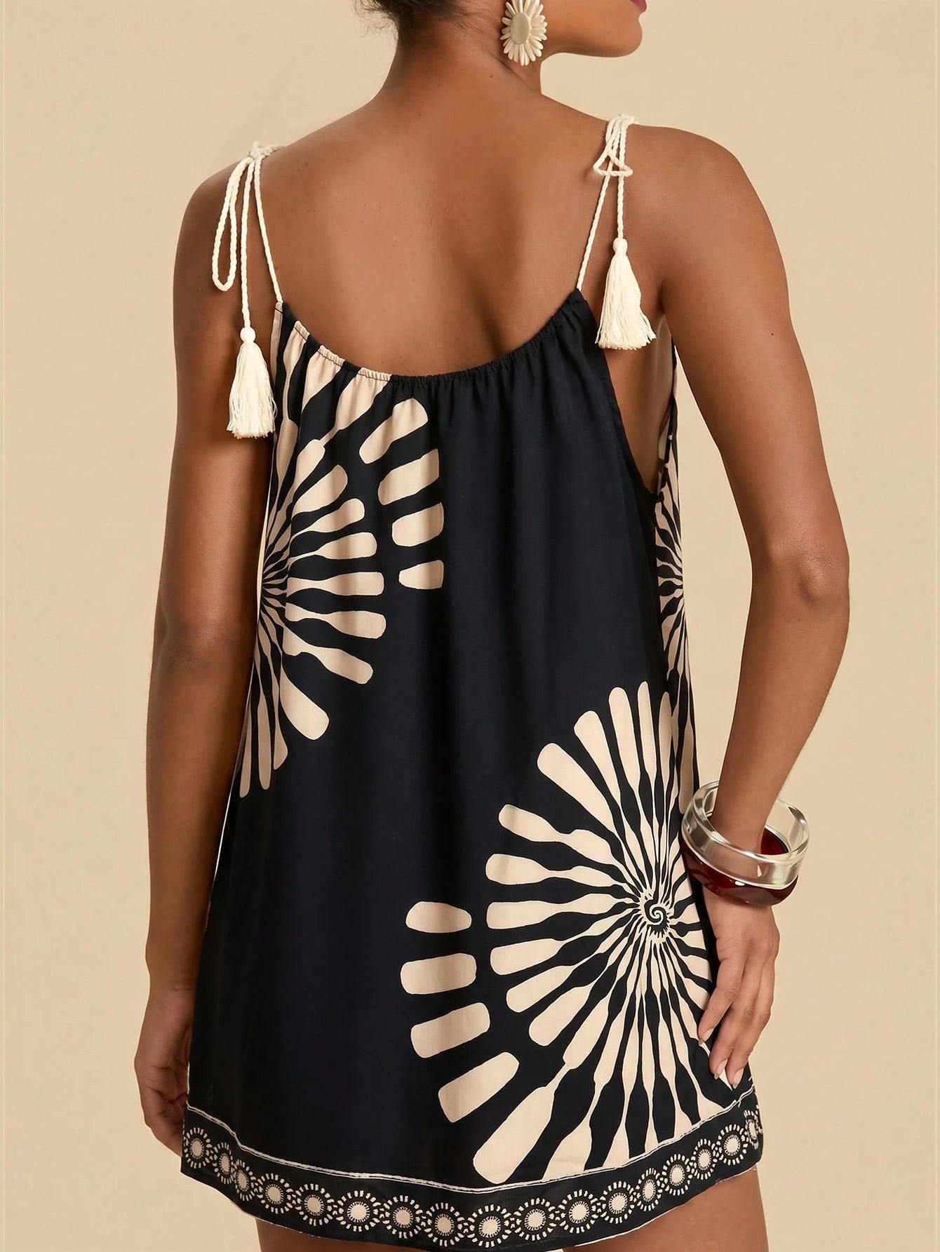 Travachic Women's Printed Fashion Versatile Vacation Lace-Up Elegant Cover-Up Dress