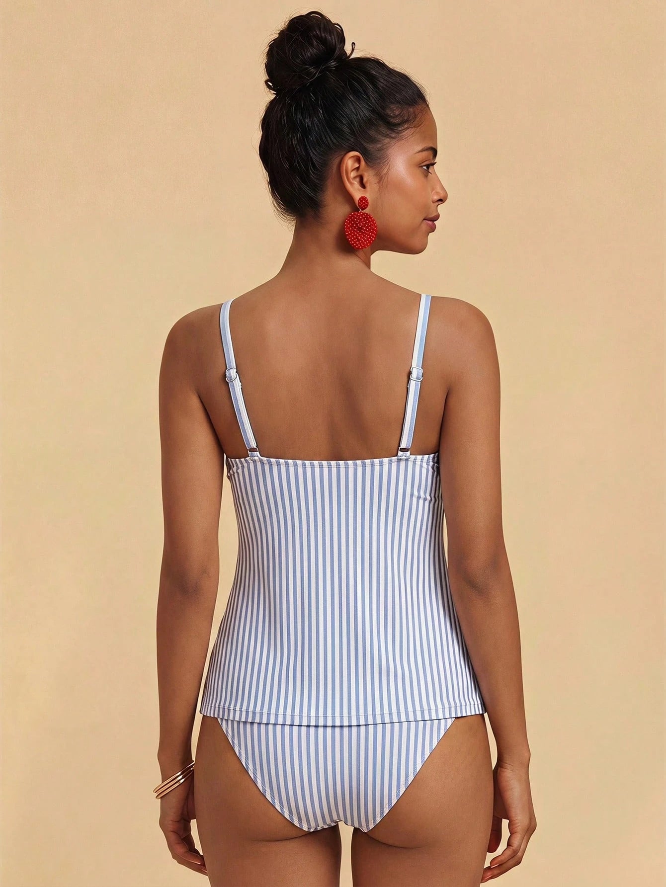 Travachic Women's Two-Piece Striped Print Pattern Swimsuit Set, Suitable For Outings, Beach Vacation, Chic, Cruise Party, Holiday