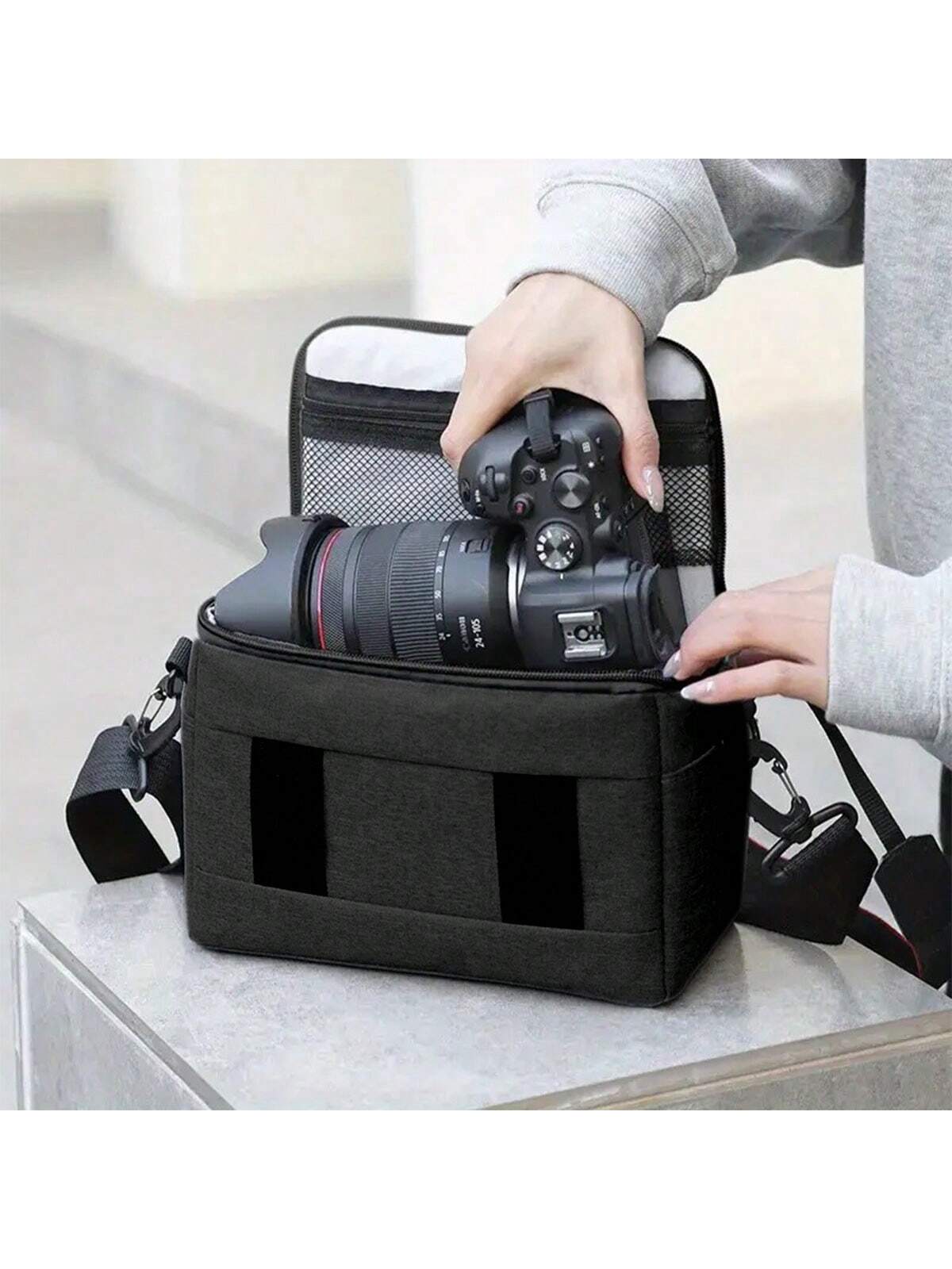 Travel Accessories 1pc Black DSLR Camera Bag Handbags Nylon Shoulder Bag Camera Case Portable For Nikon Canon DSLR Camera/Waterproof DSLR Camera Bag For Canon EOS R R10 R7 R6 R5 RP 250D 200D M200 M50