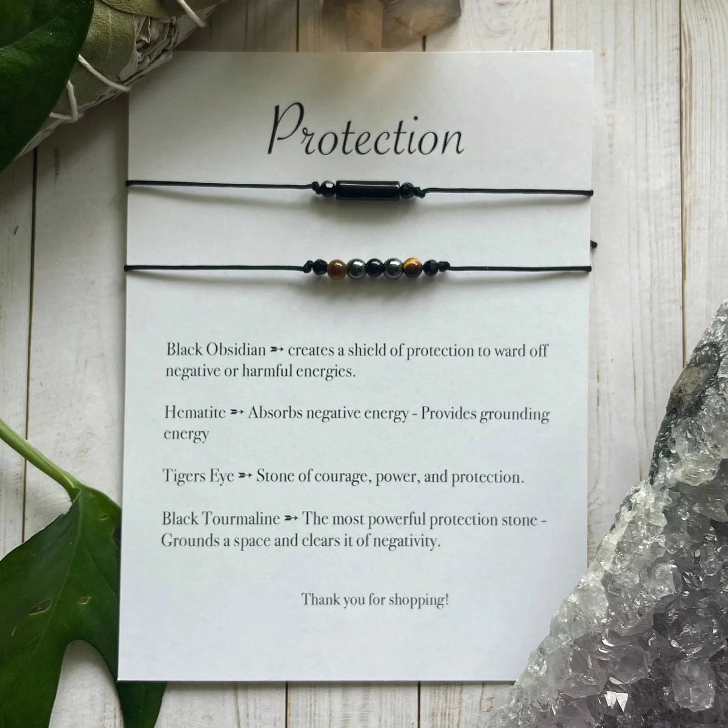 Triple Protection Bracelet Without Card, Empath Protection Bracelet Set For Men And Women, Black Tourmaline And Obsidian, Negative Energy Blocker,1set(2pcs)