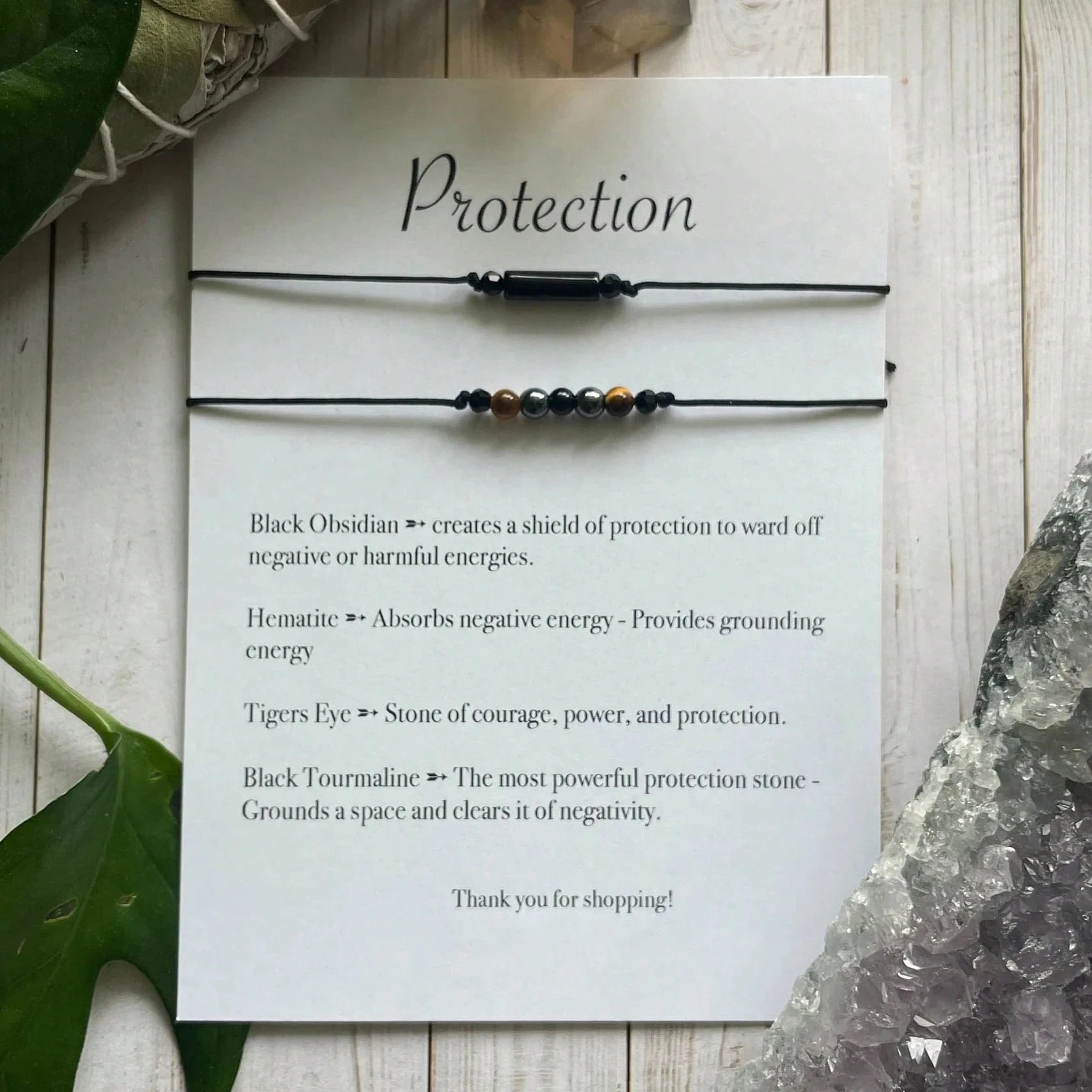 Triple Protection Bracelet Without Card, Empath Protection Bracelet Set For Men And Women, Black Tourmaline And Obsidian, Negative Energy Blocker,1set(2pcs)
