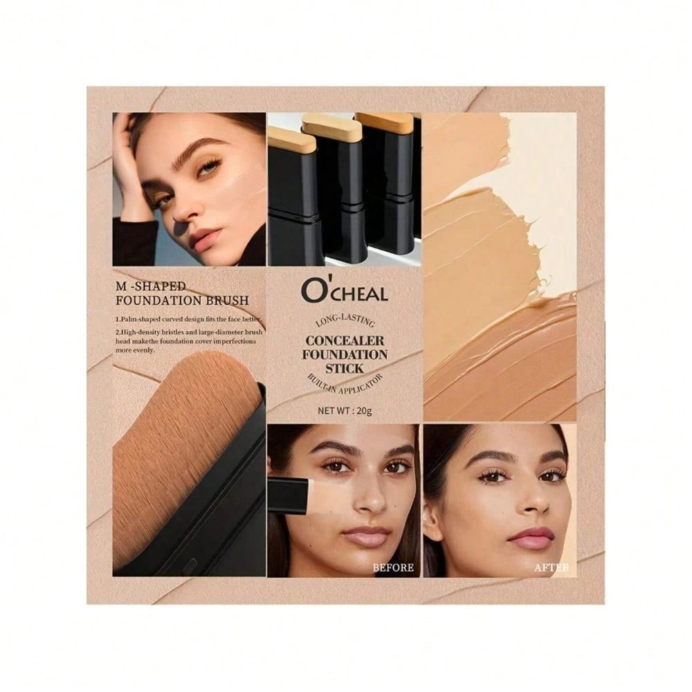 Two In One Waterproof Concealer Foundation Make-Up Stick- Sweat Proof, Effective Coverage Of Black Eye Circles, Natural Makeup, Multi-Color Options, Full Range Of Light Beige, Portable Design