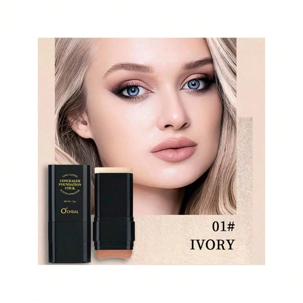 Two In One Waterproof Concealer Foundation Make-Up Stick- Sweat Proof, Effective Coverage Of Black Eye Circles, Natural Makeup, Multi-Color Options, Full Range Of Light Beige, Portable Design