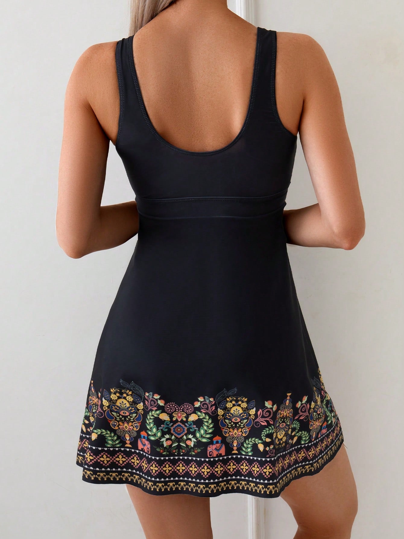 Two Piece Set Women Boho Twist Cut Out Pocket Summer Vacation Beach Tankini Set