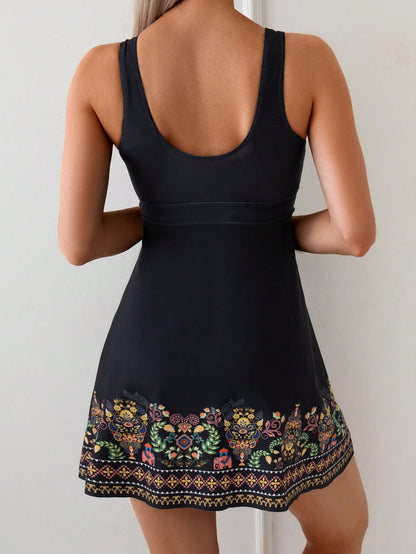 Two Piece Set Women Boho Twist Cut Out Pocket Summer Vacation Beach Tankini Set