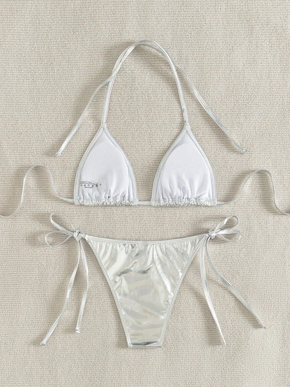 Tylish Sexy Tie Triangle Bikini, Unique Shiny Women Beach Swimwear. Standout For Beach, Ocean & Parties, Bestselling Bathing Suit Vacation Summer