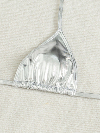 Tylish Sexy Tie Triangle Bikini, Unique Shiny Women Beach Swimwear. Standout For Beach, Ocean & Parties, Bestselling Bathing Suit Vacation Summer