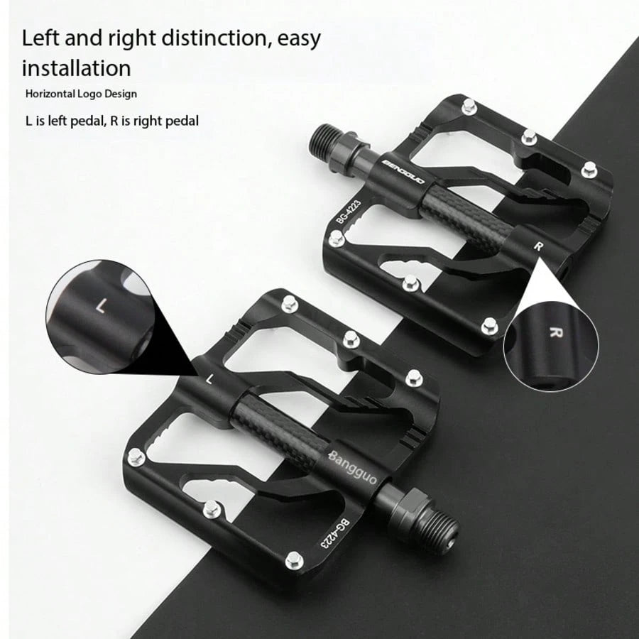 Ultra-Light Carbon Fiber 3-Bearing Bicycle Pedals, Mountain Bike Aluminum Alloy Anti-Slip Pedal, Cycling Accessories, 1 Pair