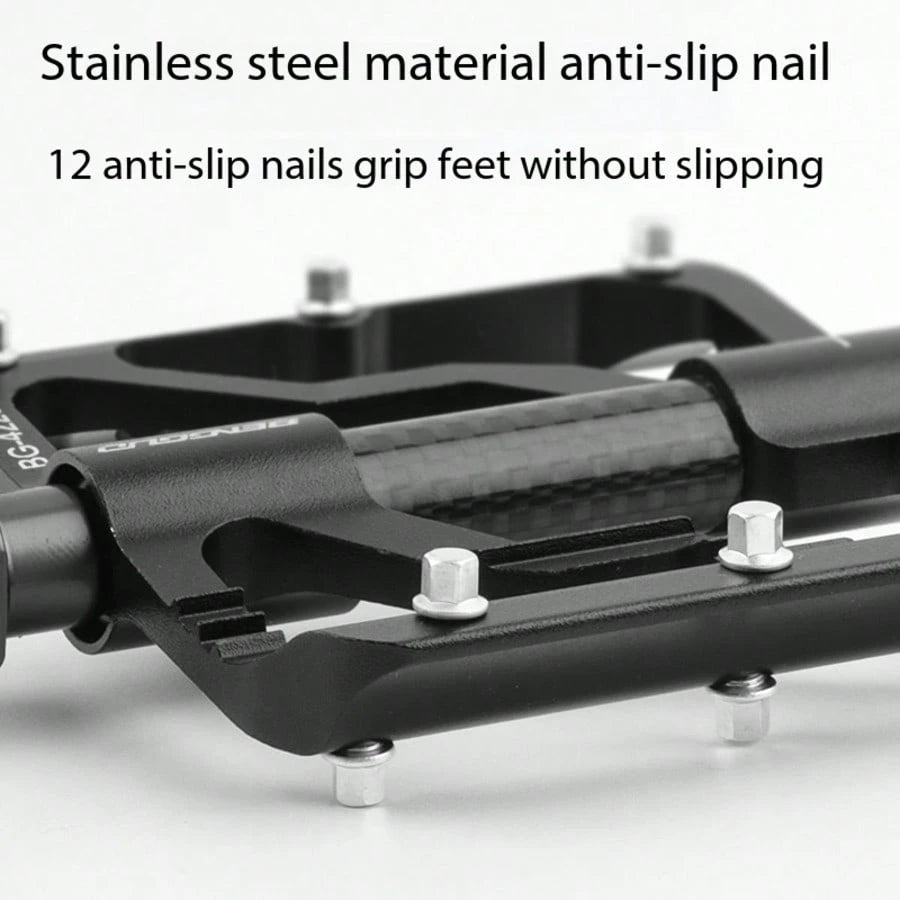 Ultra-Light Carbon Fiber 3-Bearing Bicycle Pedals, Mountain Bike Aluminum Alloy Anti-Slip Pedal, Cycling Accessories, 1 Pair