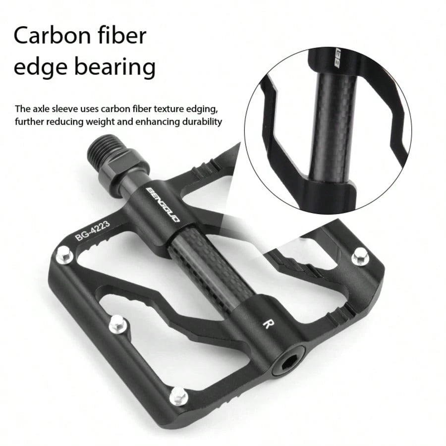 Ultra-Light Carbon Fiber 3-Bearing Bicycle Pedals, Mountain Bike Aluminum Alloy Anti-Slip Pedal, Cycling Accessories, 1 Pair