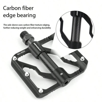 Ultra-Light Carbon Fiber 3-Bearing Bicycle Pedals, Mountain Bike Aluminum Alloy Anti-Slip Pedal, Cycling Accessories, 1 Pair