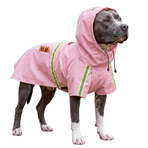Umbrauto Reflective Waterproof Dog Raincoat, Full-Body Rain Suit With Hood (Blue,L)