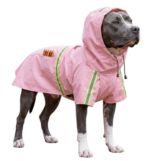 Umbrauto Reflective Waterproof Dog Raincoat, Full-Body Rain Suit With Hood (Blue,L)