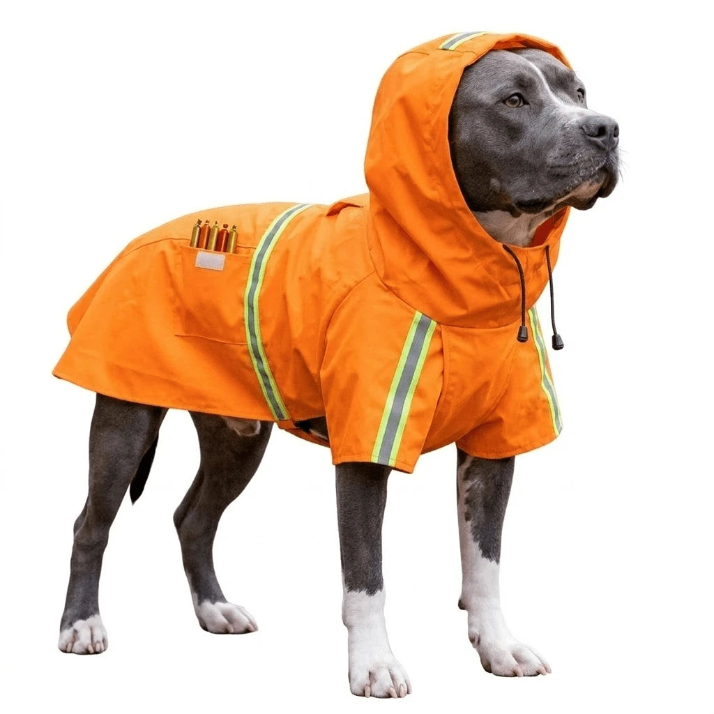 Umbrauto Reflective Waterproof Dog Raincoat, Full-Body Rain Suit With Hood (Blue,L)