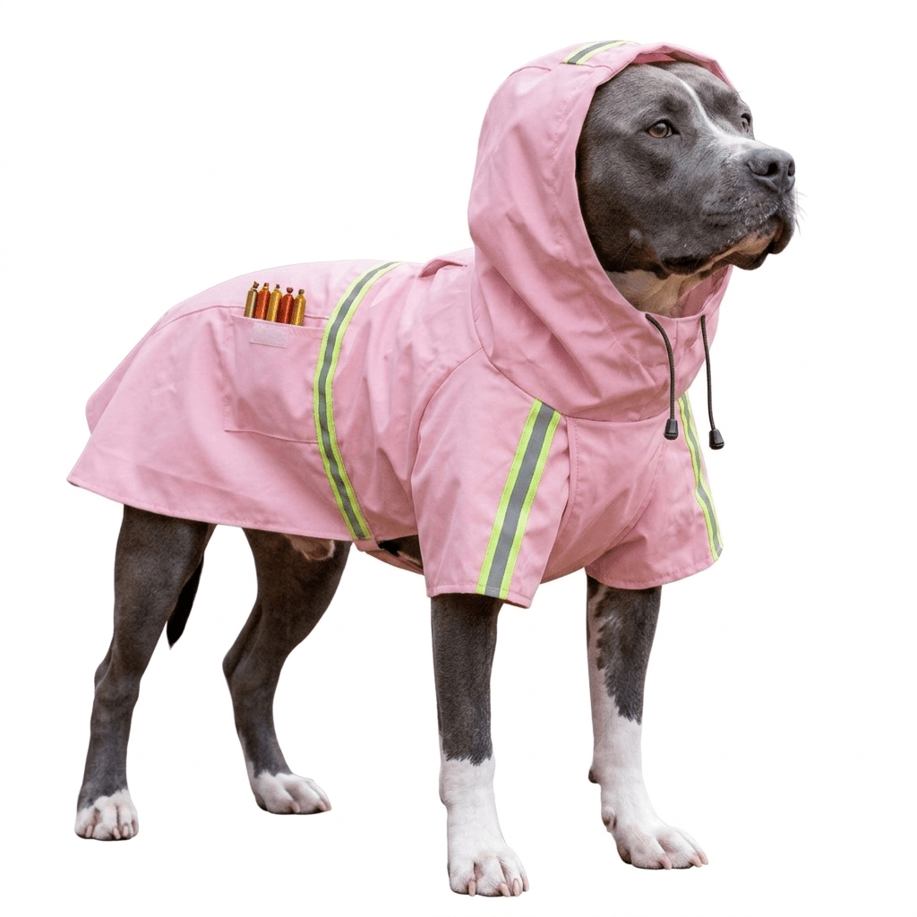 Umbrauto Reflective Waterproof Dog Raincoat, Full-Body Rain Suit With Hood (Blue,L)