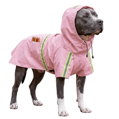 Umbrauto Reflective Waterproof Dog Raincoat, Full-Body Rain Suit With Hood (Blue,L)