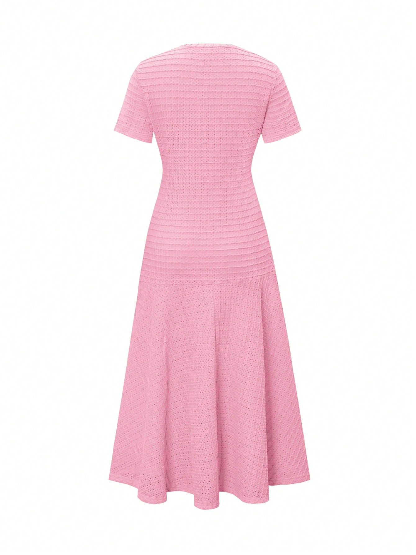 Unadoll Women's Autumn Pink Tweed Mermaid Midi Dress, Short Sleeve Button Fitted Dress, Suitable For Back To School, Birthday, Date Night