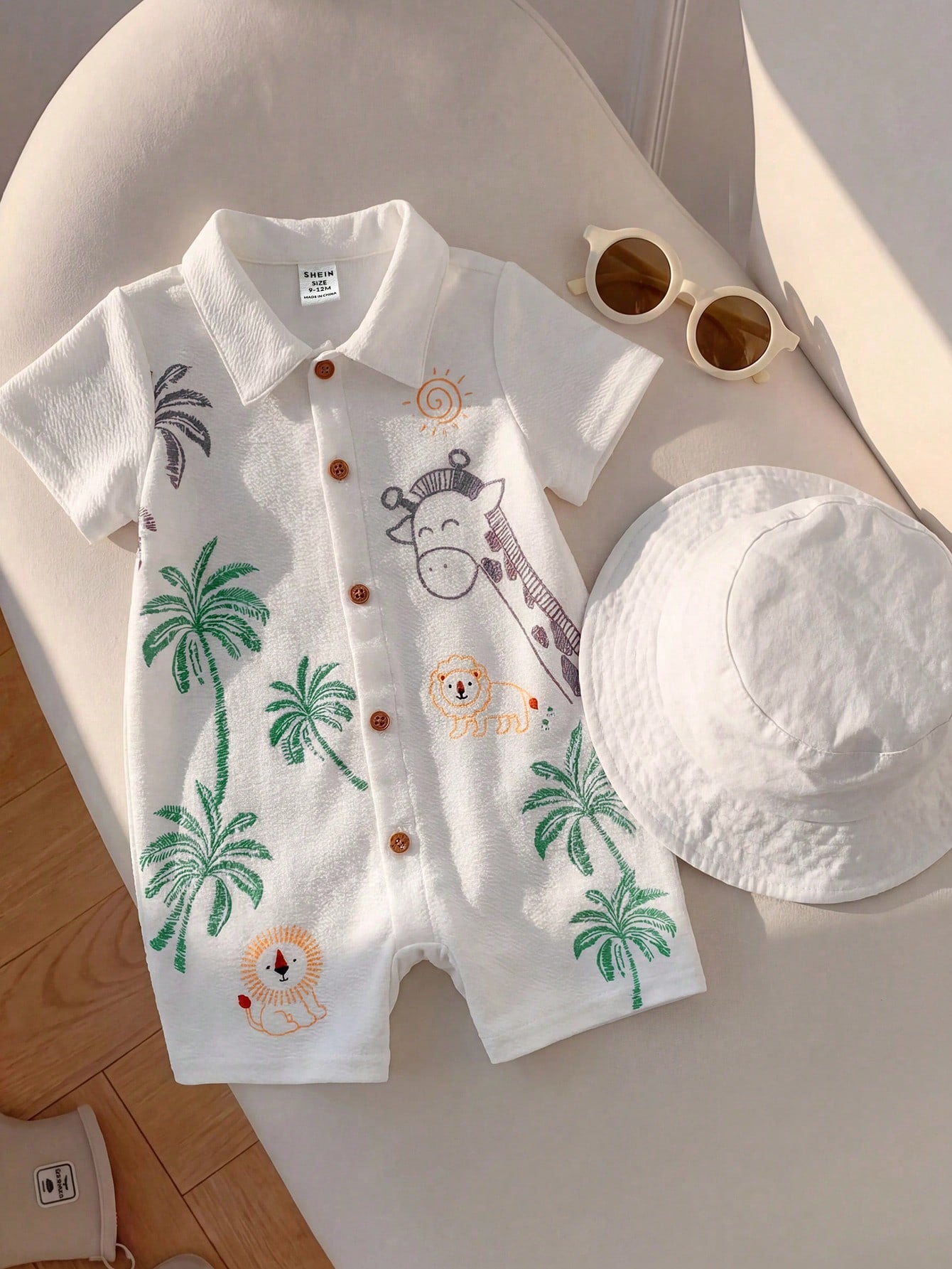 Unisex Baby Boy/Girl Baby Boy Spring/Summer Casual Cute Vacation Style Animal Print Short Sleeve Romper, Baby Boy Outfit Sets, Baby Boy Summer Clothes, Squishy