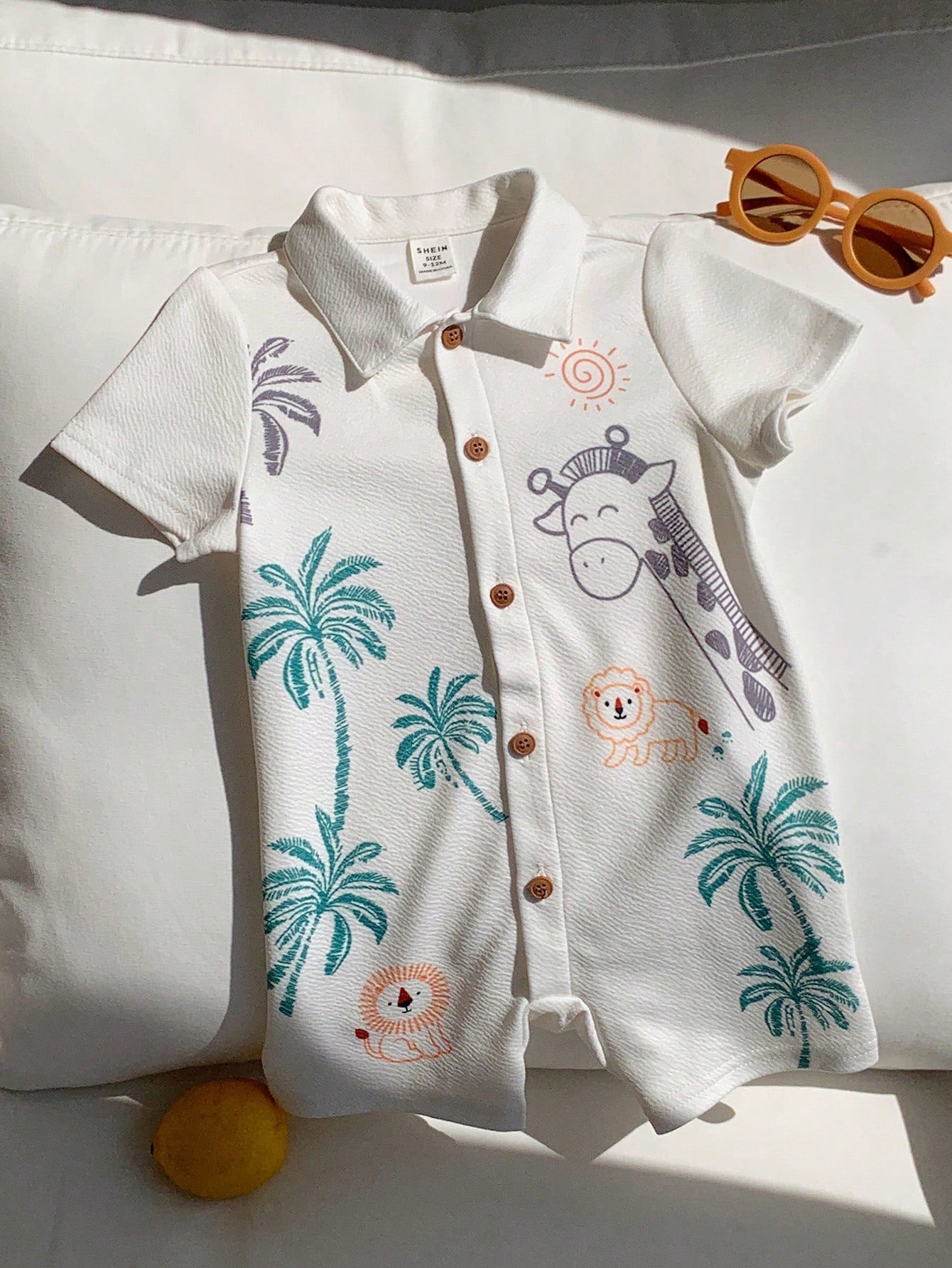 Unisex Baby Boy/Girl Baby Boy Spring/Summer Casual Cute Vacation Style Animal Print Short Sleeve Romper, Baby Boy Outfit Sets, Baby Boy Summer Clothes, Squishy