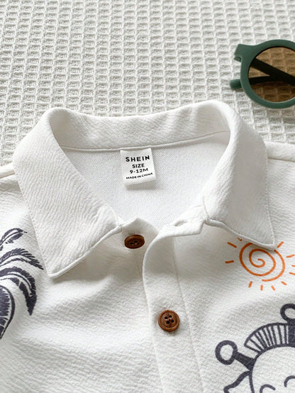 Unisex Baby Boy/Girl Baby Boy Spring/Summer Casual Cute Vacation Style Animal Print Short Sleeve Romper, Baby Boy Outfit Sets, Baby Boy Summer Clothes, Squishy