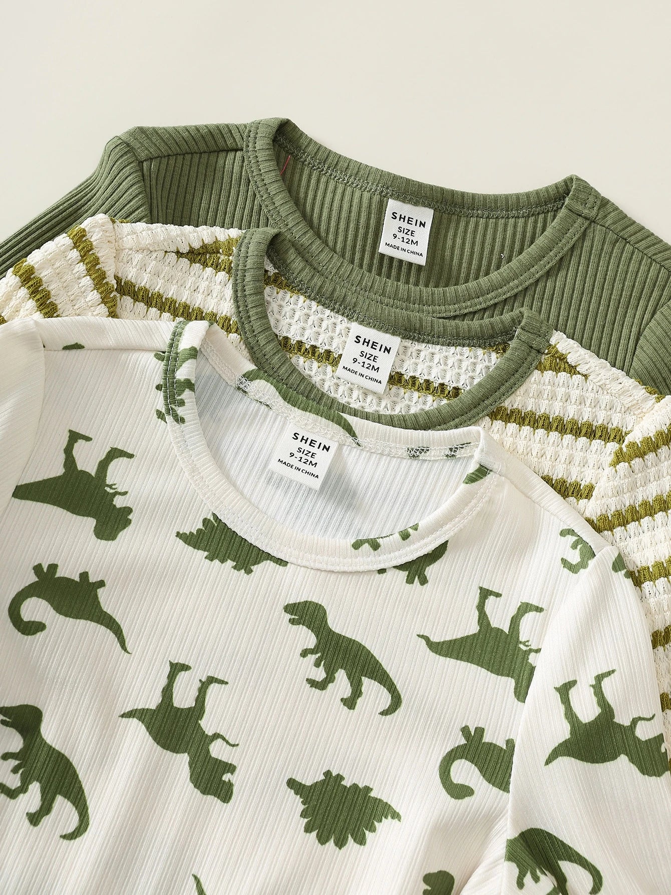 Unisex Baby Boy/Girl, Toddler 3pcs Autumn/Winter Casual Cute Dinosaur Pattern Long Sleeve T-Shirt Multi-Pack, Baby Winter Clothes, Baby Tops