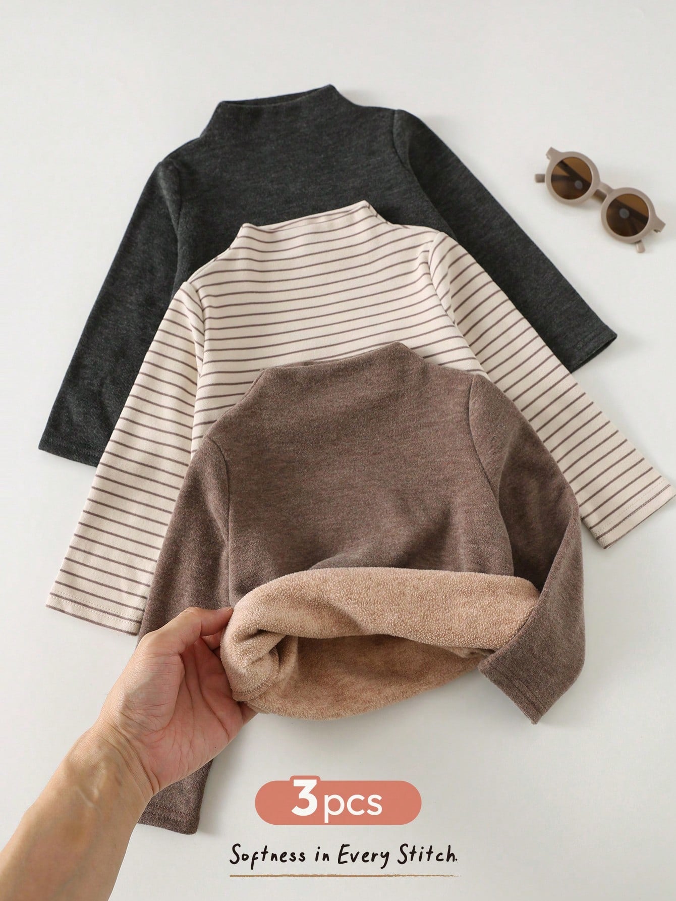 Unisex Baby Boy/Girl, Toddler 3pcs Autumn/Winter Casual Cute Dinosaur Pattern Long Sleeve T-Shirt Multi-Pack, Baby Winter Clothes, Baby Tops
