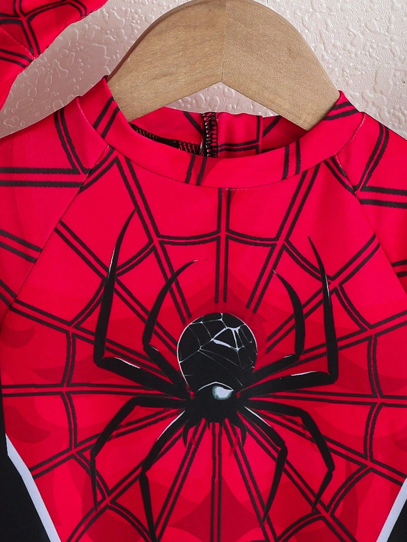 Unisex Baby Cute Spider Print Long Sleeve Swimsuit, Shorts, And Sun Hat Set, Suitable For Vacation, Beach, Surfing, Baby Swimwear Red Summer Cute