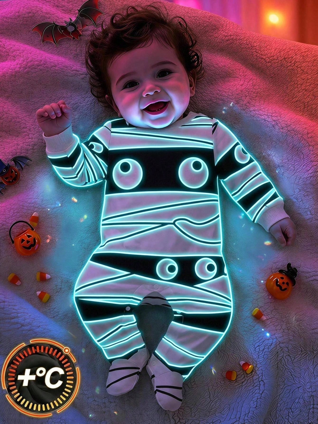 Unisex Newborn Baby Boy/Girl, Cute Mummy Pattern Long Sleeve Romper, Baby Rompers, Baby Winter Clothes, Halloween