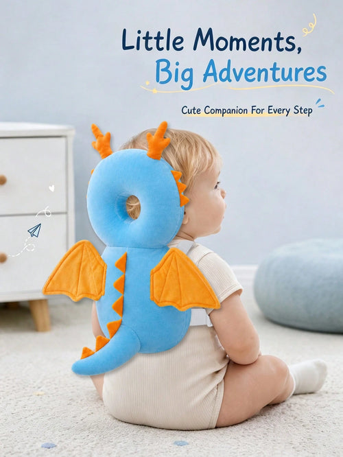Upgraded Baby Anti-Fall Pillow, New Baby Anti-Fall Protective Hat, Thickened And Widened Cartoon Blue Little Dragon Toddler Anti-Collision Pad, Newborn Toddler Anti-Fall Protective Pillow, Travel Head