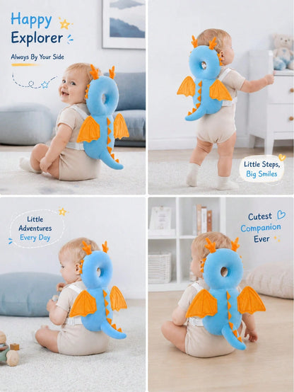 Upgraded Baby Anti-Fall Pillow, New Baby Anti-Fall Protective Hat, Thickened And Widened Cartoon Blue Little Dragon Toddler Anti-Collision Pad, Newborn Toddler Anti-Fall Protective Pillow, Travel Head