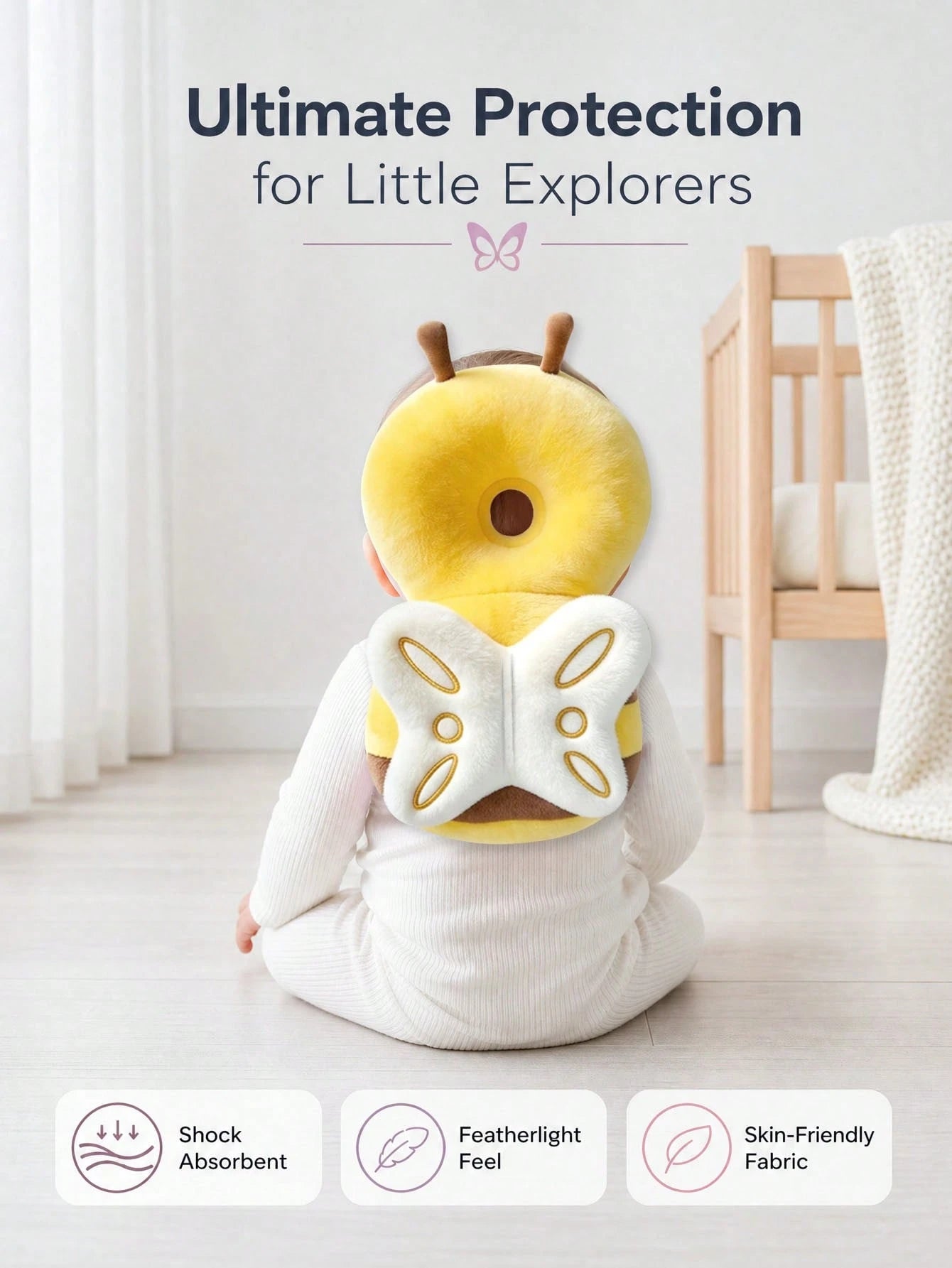 Upgraded Baby Anti-Fall Pillow, Thickened And Widened Toddler Protection Pad, Baby Head Anti-Fall Protective Pillow, Suitable For Toddling And Crawling Babies, Adjustable Baby Head Protection Pad, Bre