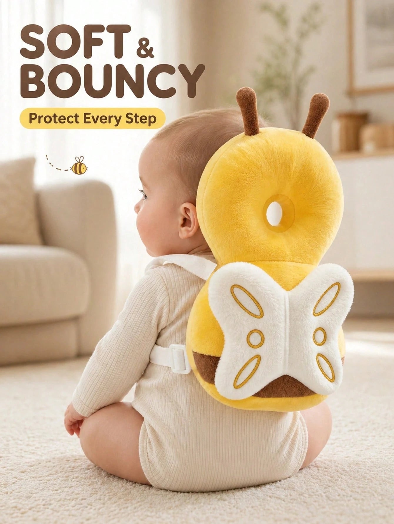 Upgraded Baby Anti-Fall Pillow, Thickened And Widened Toddler Protection Pad, Baby Head Anti-Fall Protective Pillow, Suitable For Toddling And Crawling Babies, Adjustable Baby Head Protection Pad, Bre