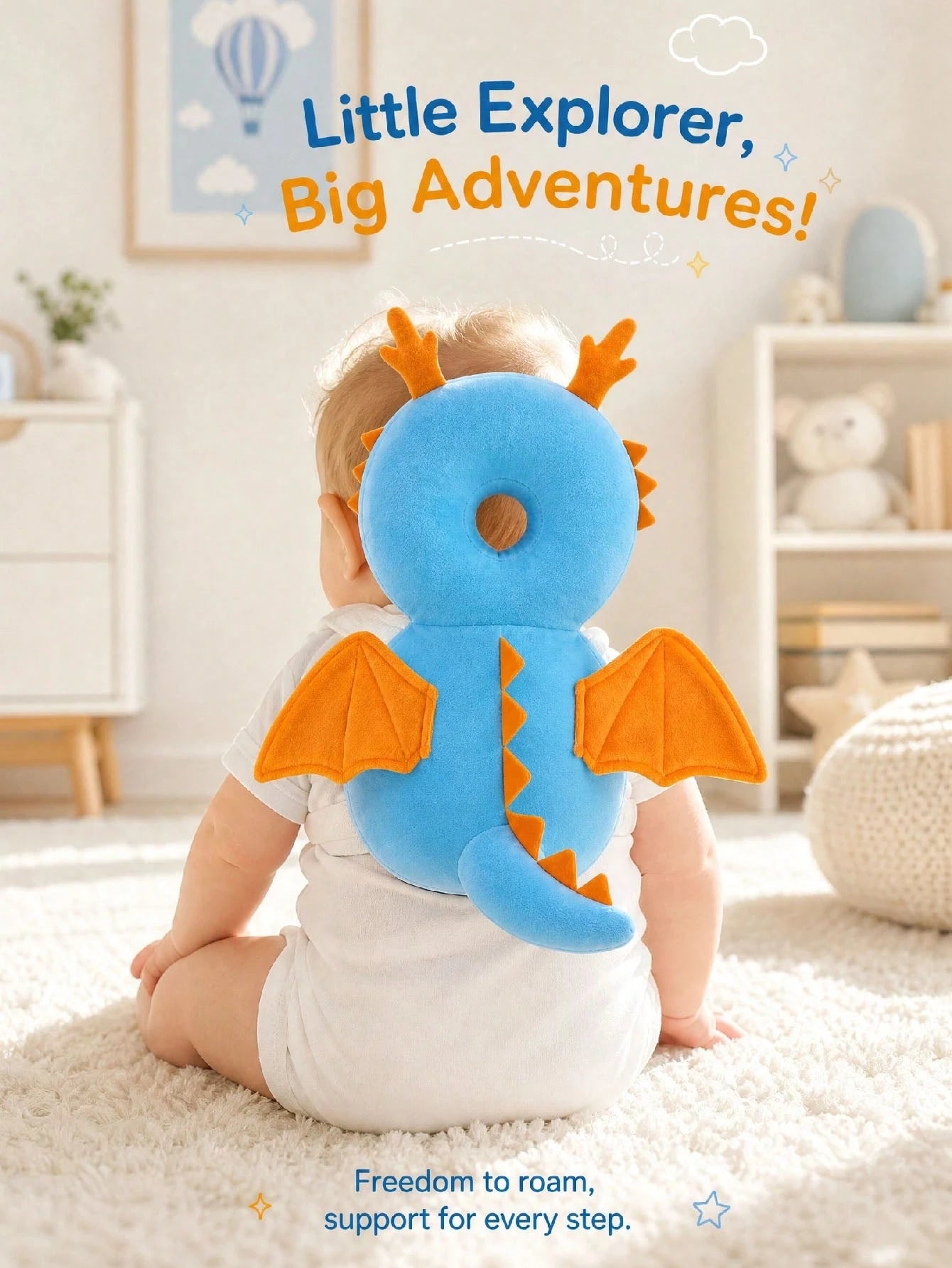 Upgraded Baby Anti-Fall Pillow, Thickened & Widened Toddler Protective Pad, Baby Head Protection Pillow Suitable For Toddlers Learning To Walk And Crawl, Adjustable Baby Head Protection Pad, Breathabl