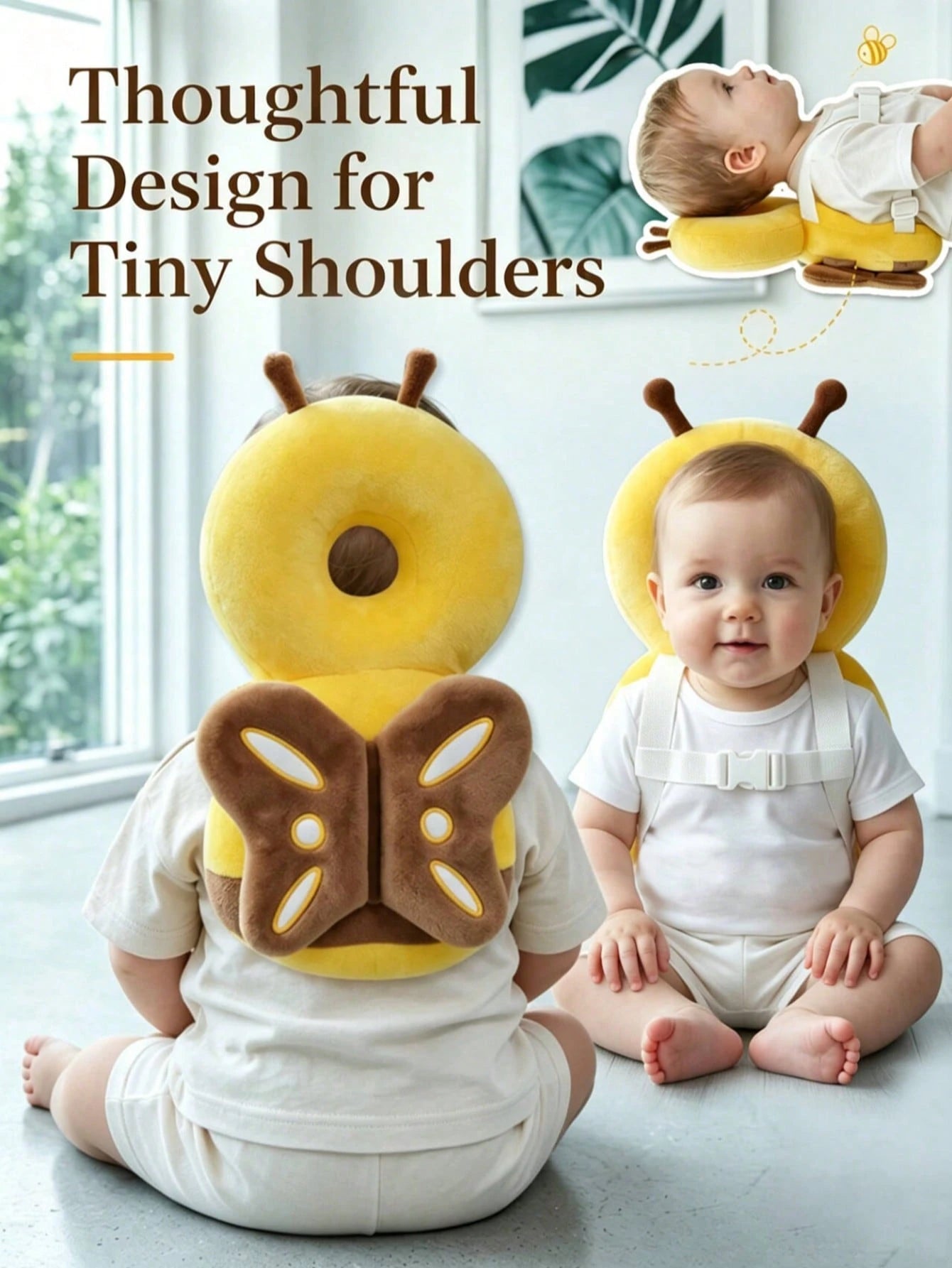 Upgraded Baby Anti-Fall Pillow, Thickened & Widened Walking Protection Pad, Baby Head Protection Pillow Suitable For Toddlers Learning To Walk And Crawl, Adjustable Baby Head Protection Pad, Breathabl