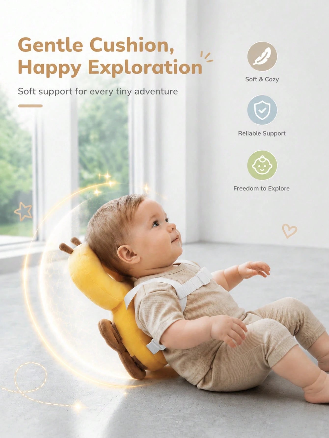 Upgraded Baby Anti-Fall Pillow, Thickened & Widened Walking Protection Pad, Baby Head Protection Pillow Suitable For Toddlers Learning To Walk And Crawl, Adjustable Baby Head Protection Pad, Breathabl
