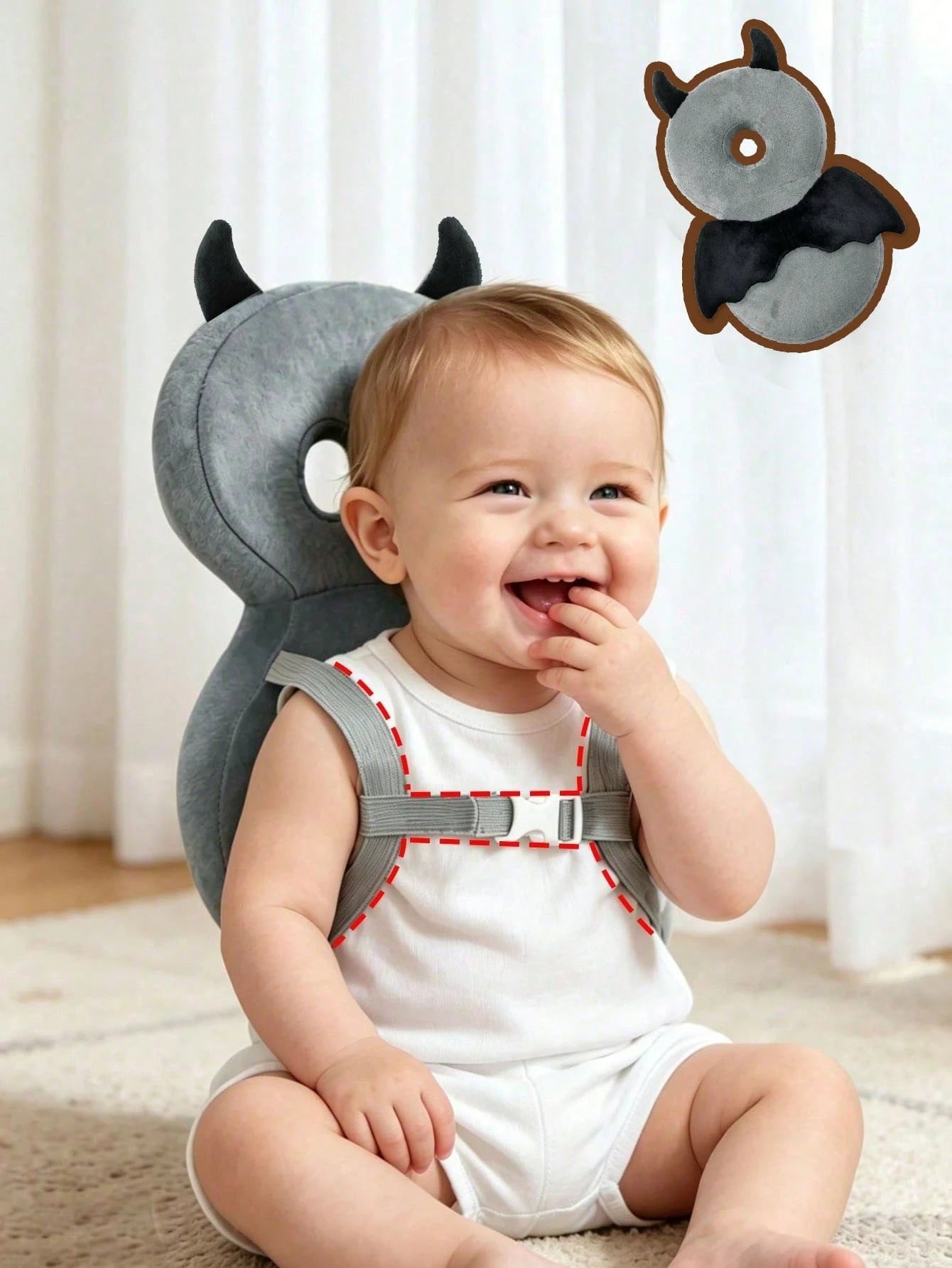 Upgraded Baby Anti-Fall Pillow, Thickened & Widened Toddler Walking Protection Pad, Baby Head Protection Cushion Suitable For Toddlers Learning To Walk And Crawl, Adjustable Baby Head Protection Pad