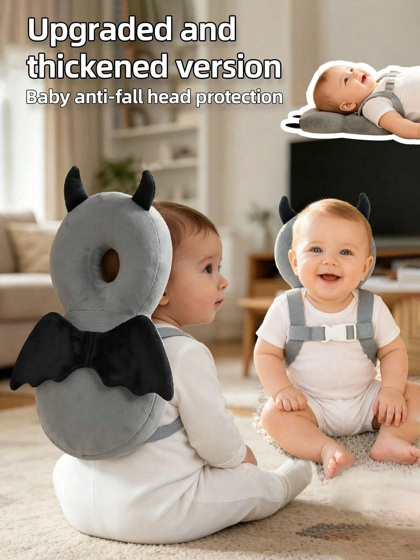 Upgraded Baby Anti-Fall Pillow, Thickened & Widened Toddler Walking Protection Pad, Baby Head Protection Cushion Suitable For Toddlers Learning To Walk And Crawl, Adjustable Baby Head Protection Pad