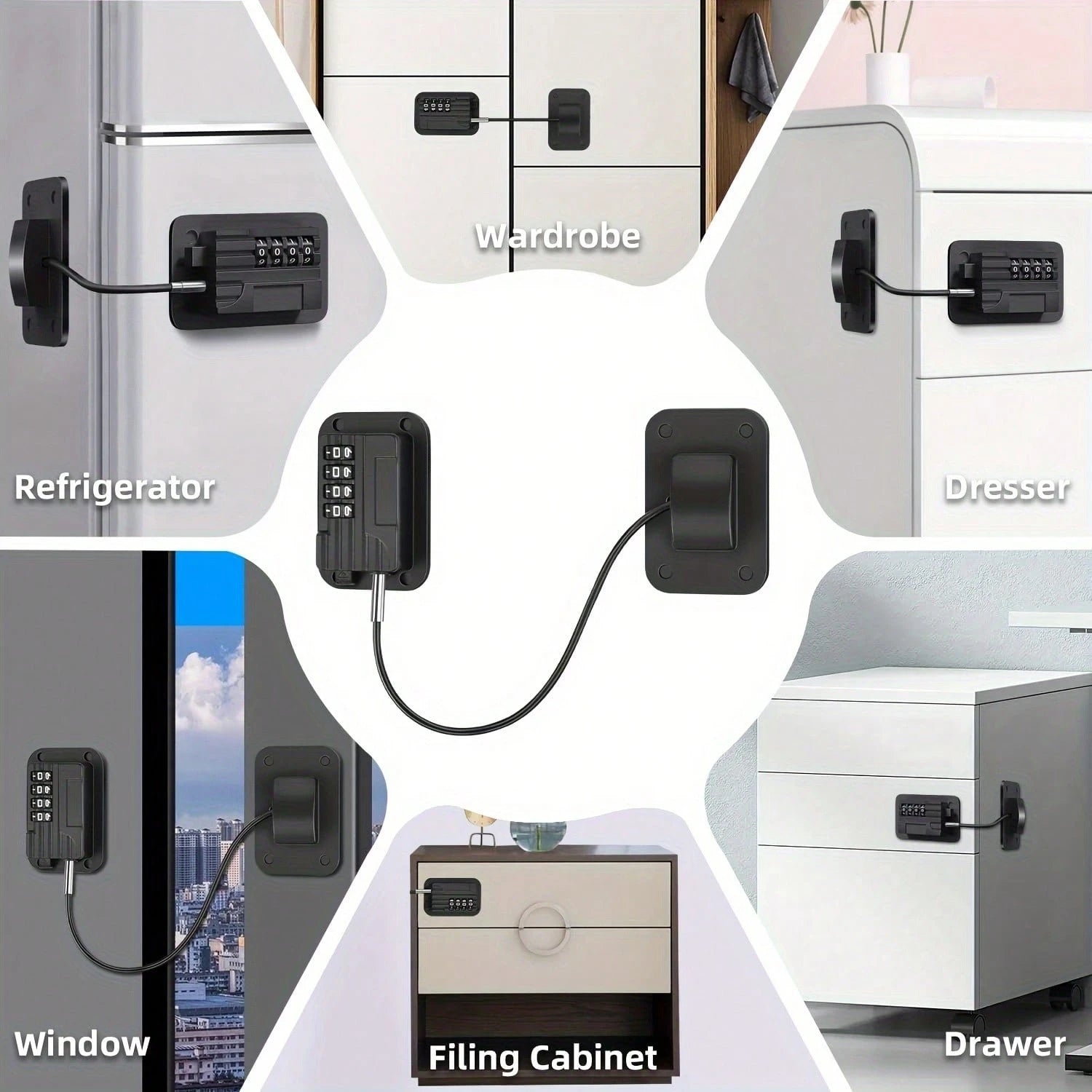Upgraded Refrigerator Password Lock, Upright Freezer Lock, Cabinet Lock With Password, Child Safety Lock, Black