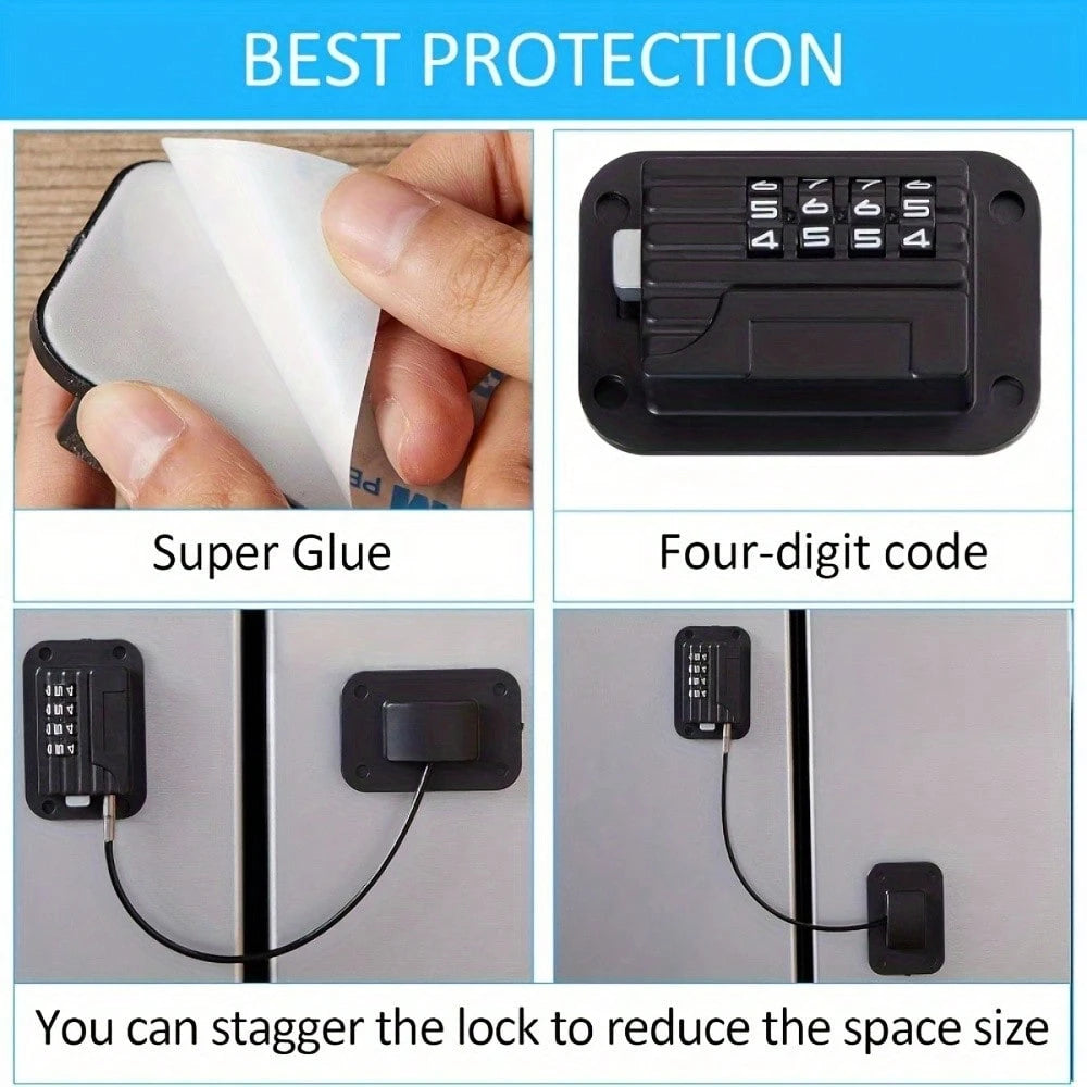 Upgraded Refrigerator Password Lock, Upright Freezer Lock, Cabinet Lock With Password, Child Safety Lock, Black