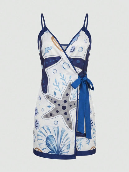 Vaclyn South American Floral Print Chiffon Cover Up For Women