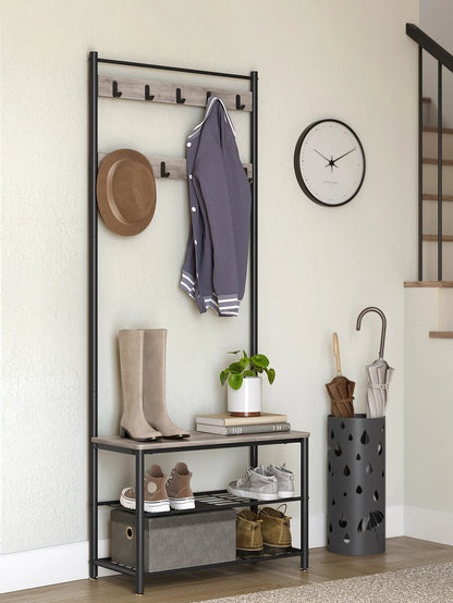 VASAGLE Coat Rack, Hall Tree With Shoe Storage Bench, Entryway Bench With Shoe Storage, 3-In-1, Steel Frame