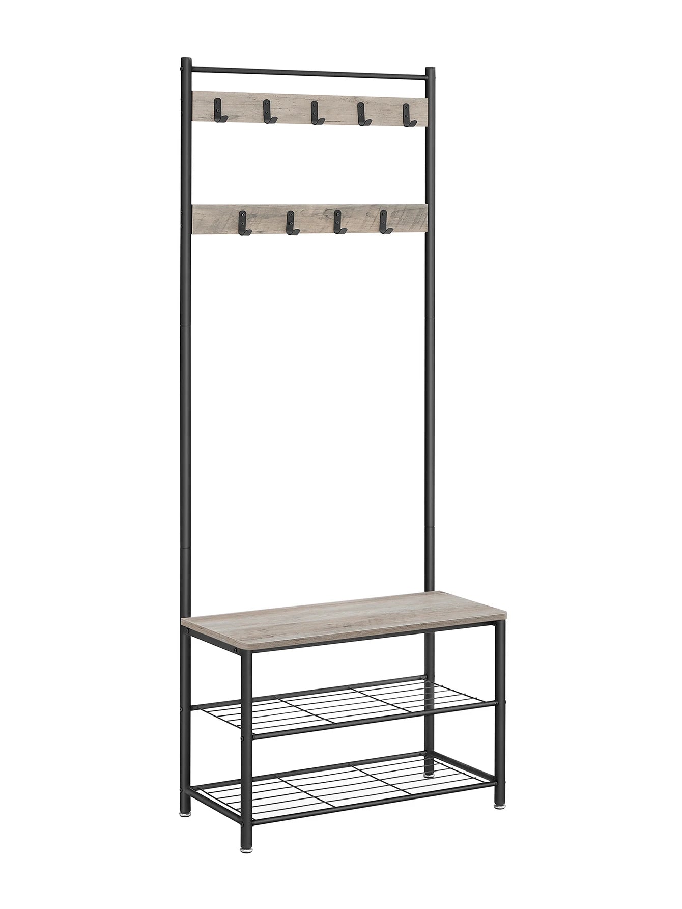 VASAGLE Coat Rack, Hall Tree With Shoe Storage Bench, Entryway Bench With Shoe Storage, 3-In-1, Steel Frame