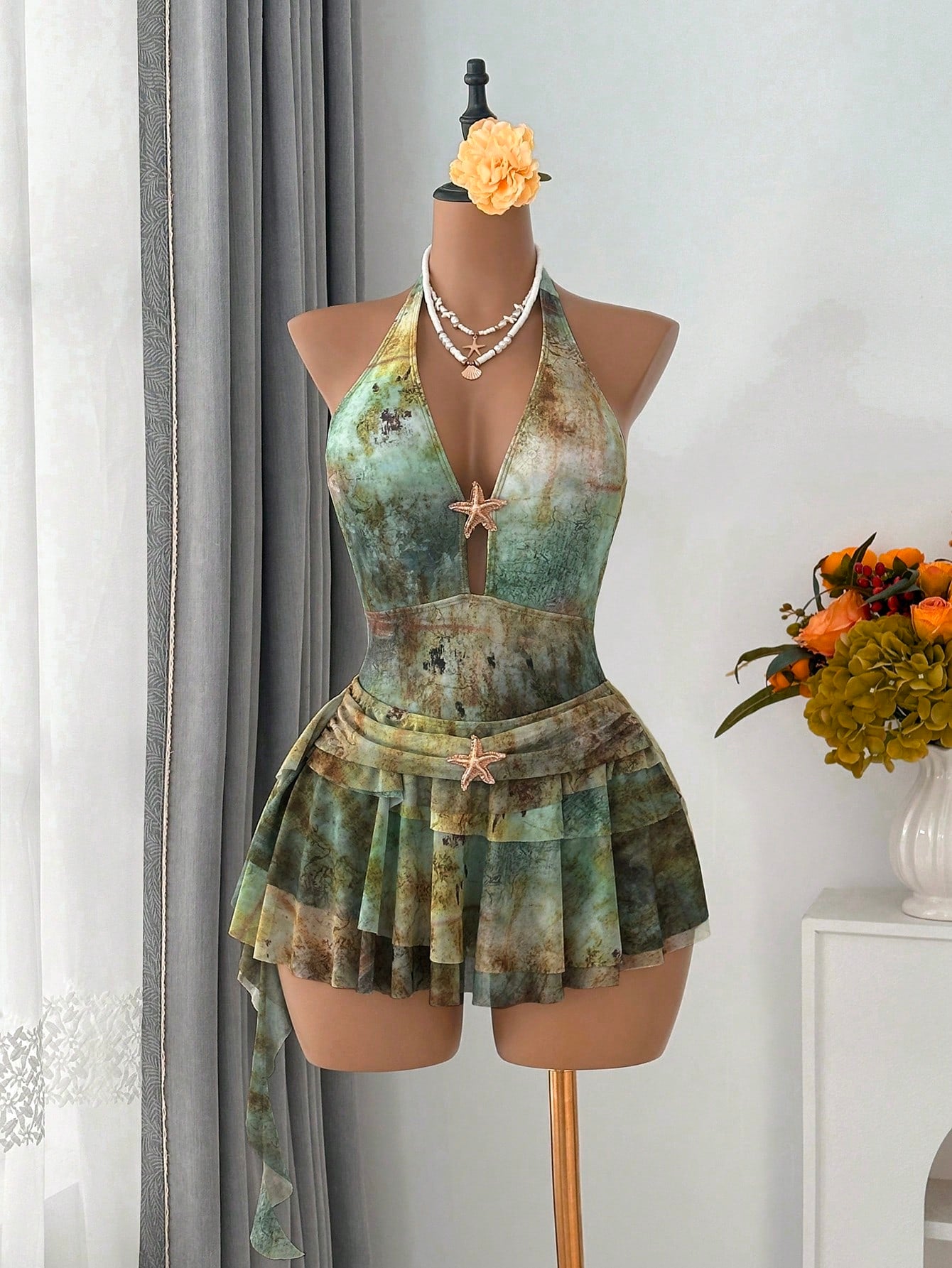 Vaytide Women's One-Piece Swimsuit With Ruffles And Mesh Skirt, Sexy For Beach Vacation, Party, Date